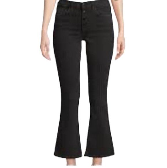 Cotton Citizen x Revolve fly front black cropped bell bottom jeans W26 l 27. NWT - Picture 1 of 7
